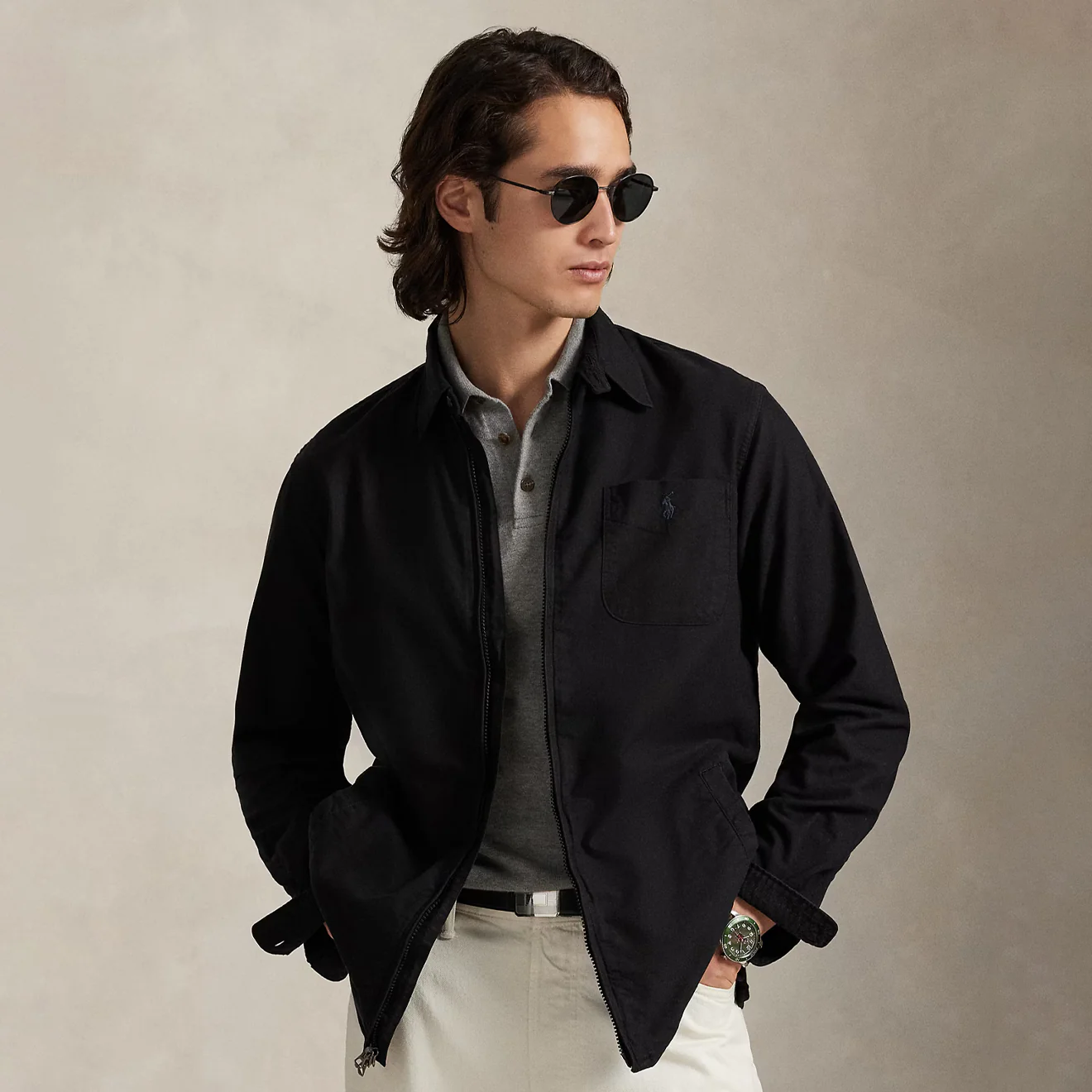 Polo Ralph Lauren Garment-Dyed Oxford Overshirt Polo Black - Image 2