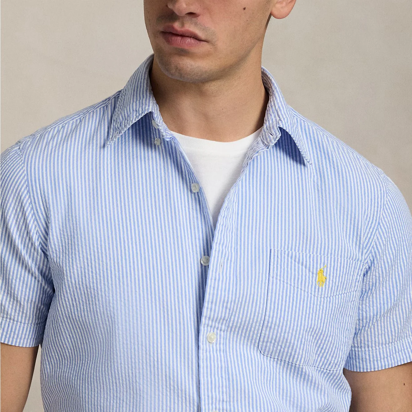 Polo Ralph Lauren Short Sleeve Sport Shirt Custom Blue / White - Image 4