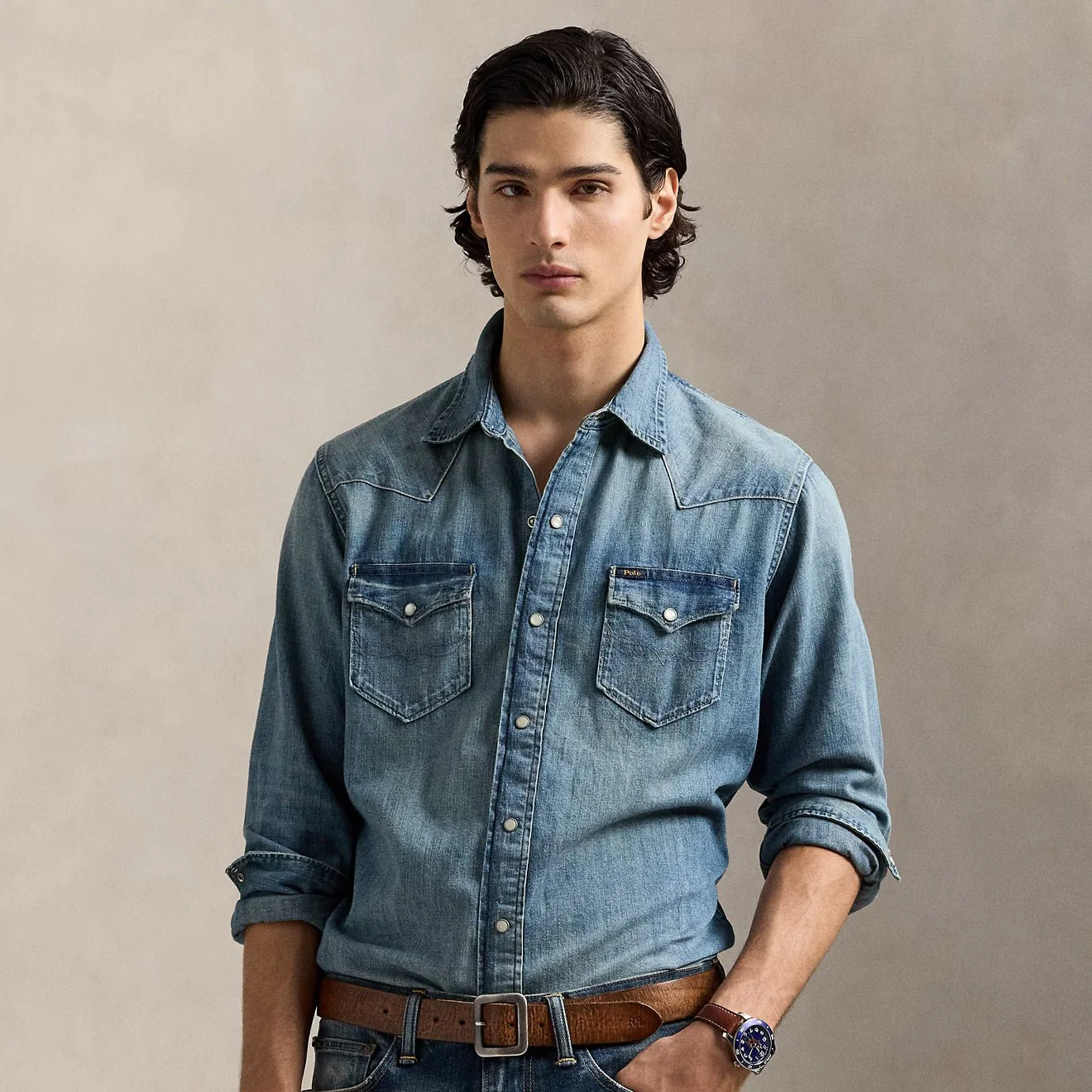 Polo Ralph Lauren Slub Denim Western Shirt RL Western - Image 2