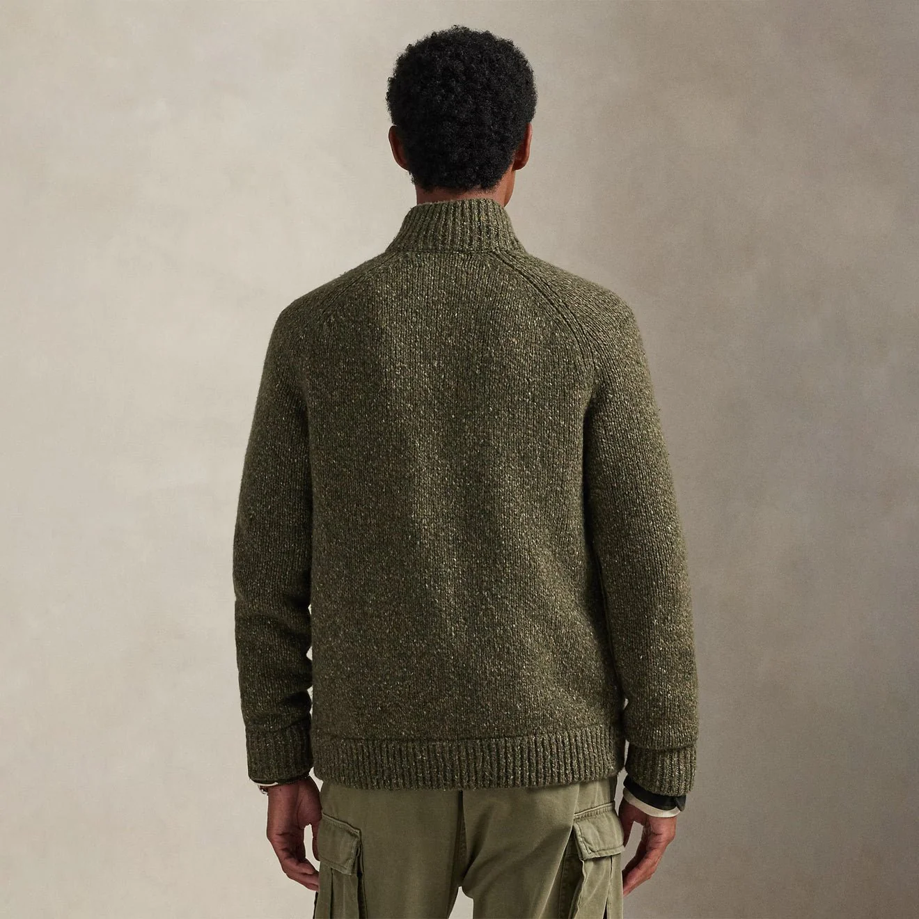 Polo Ralph Lauren Wool-Blend Mockneck Cardigan Olive Marl - Image 3