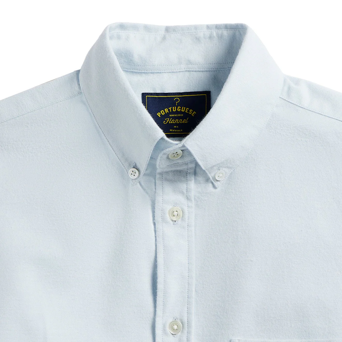 Portuguese Flannel Brushed Oxford Shirt Light Blue - Image 4