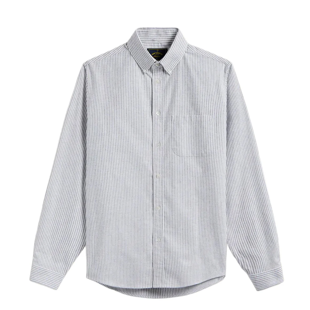 Portuguese Flannel Brushed Oxford Stripe Button Down Blue