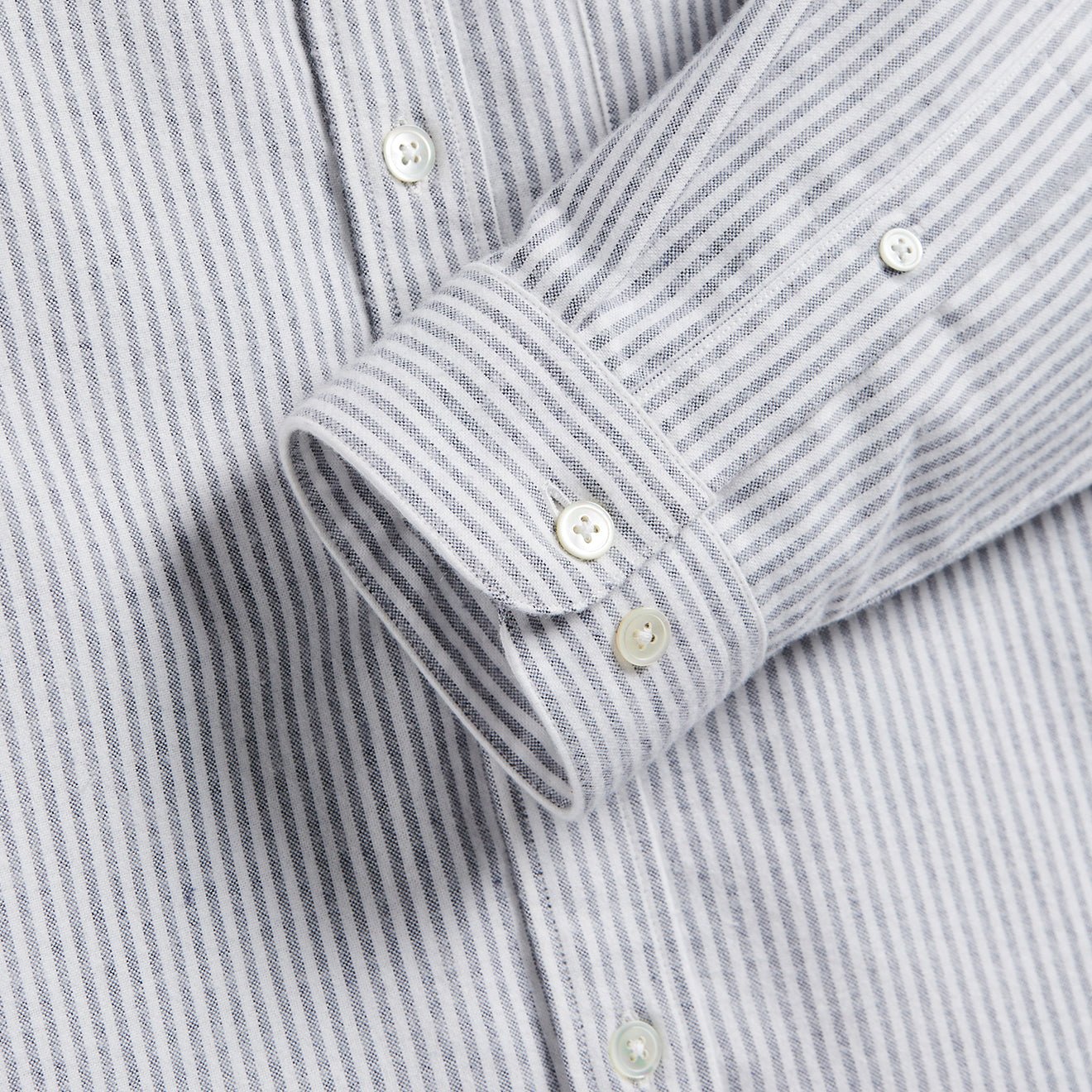 Portuguese Flannel Brushed Oxford Stripe Shirt Blue - Image 3