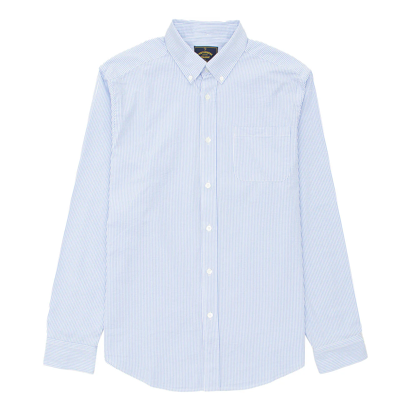 Portuguese Flannel L/S Seersucker Atlantico Shirt Stripe Blue