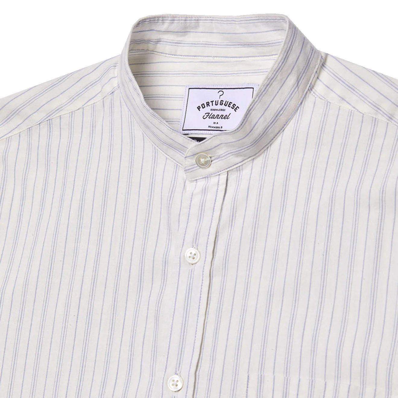 Portuguese Flannel Mao Suave Shirt White / Grey Stripe - Image 2