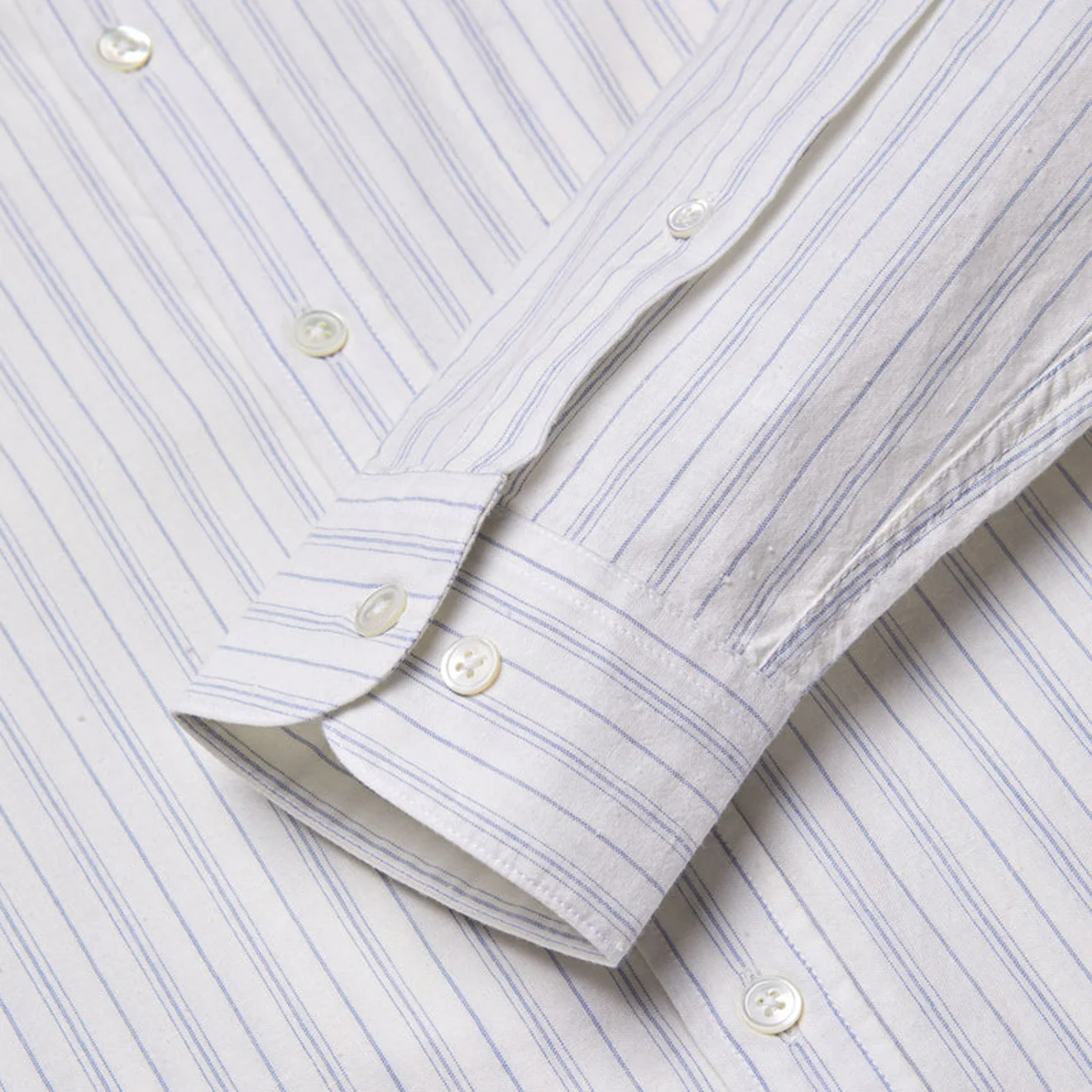 Portuguese Flannel Mao Suave Shirt White / Grey Stripe - Image 3