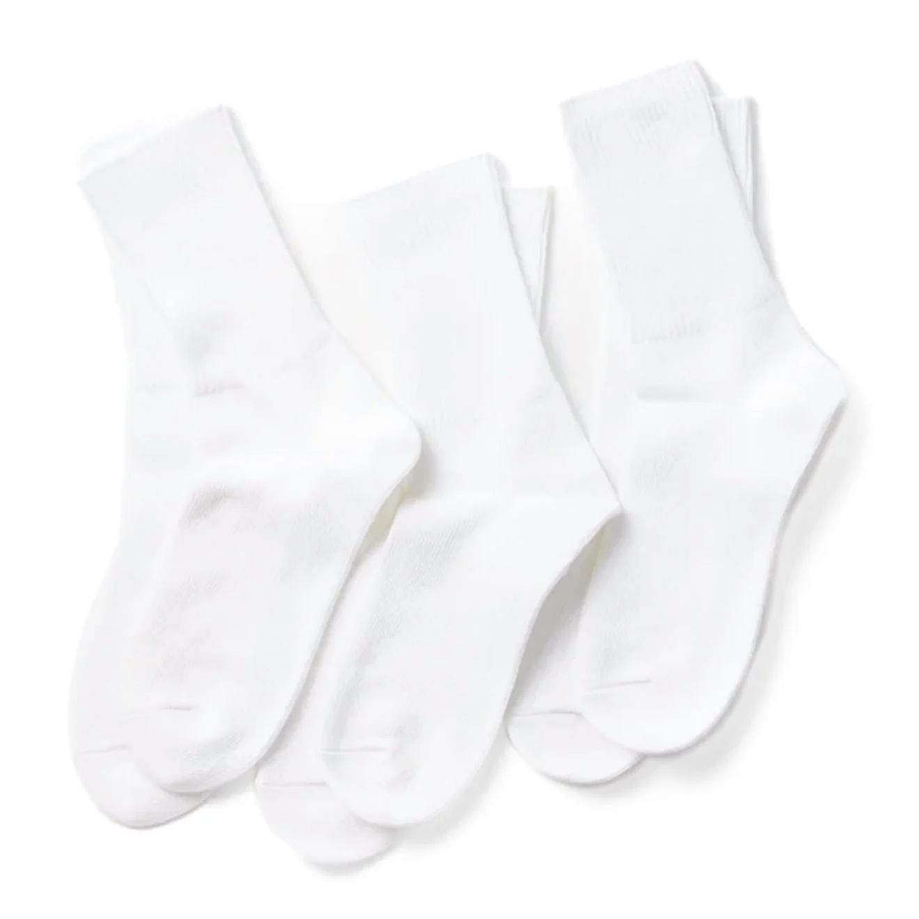 ROTOTO Organic Daily 3 Pack Ribbed Crew Socks White