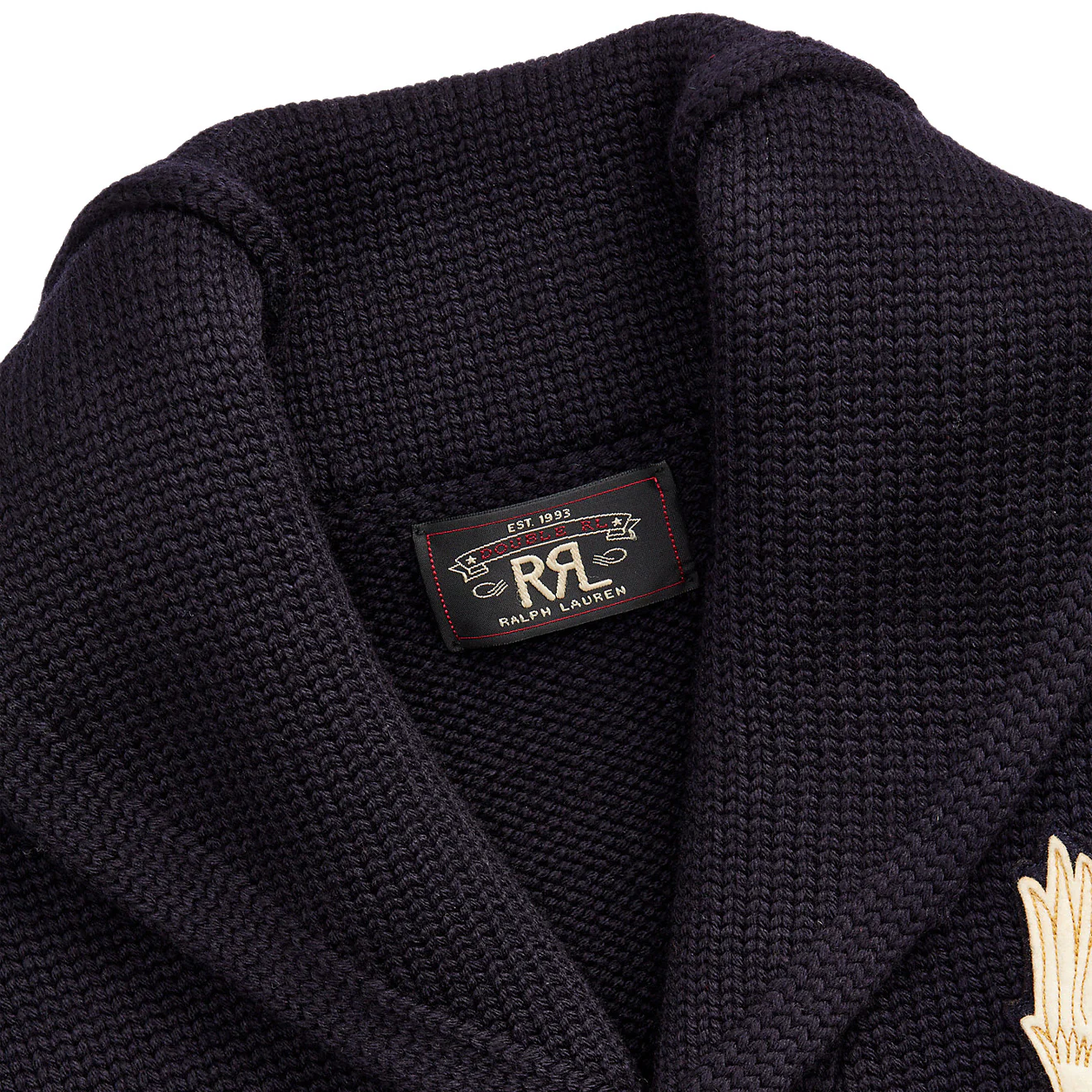 RRL by Ralph Lauren Appliqued Wool Cardigan Navy - Image 3