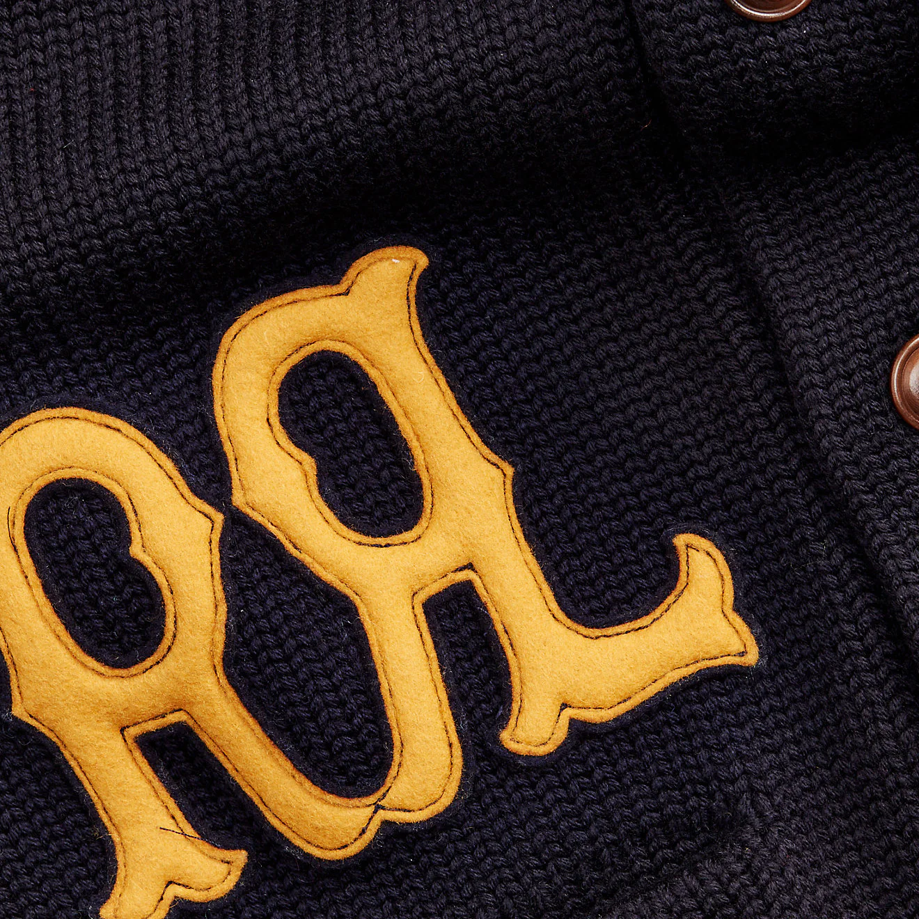 RRL by Ralph Lauren Appliqued Wool Cardigan Navy - Image 5