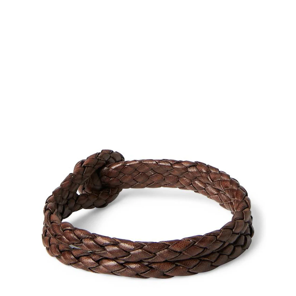 RRL by Ralph Lauren Braided Leather Cuff Bracelet Brown