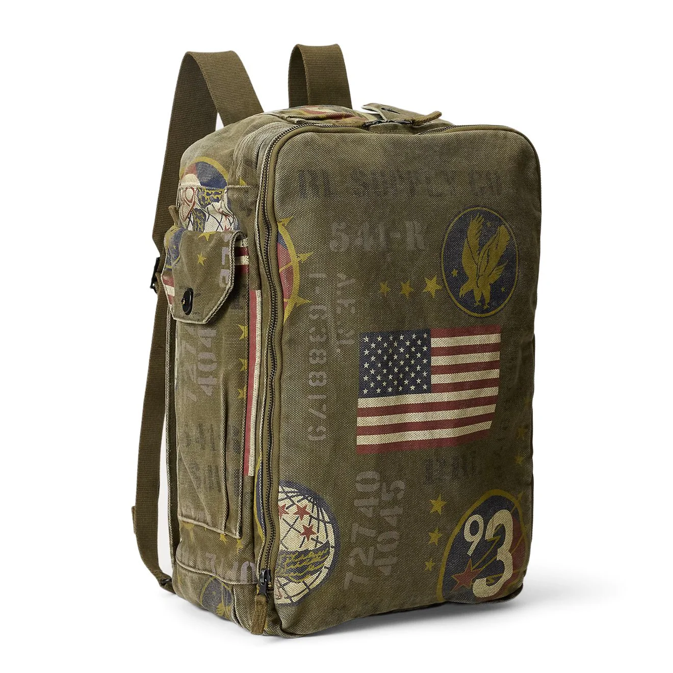 RRL By Ralph Lauren Canvas Graphic Backpack Olive Drab / Multi - Image 3