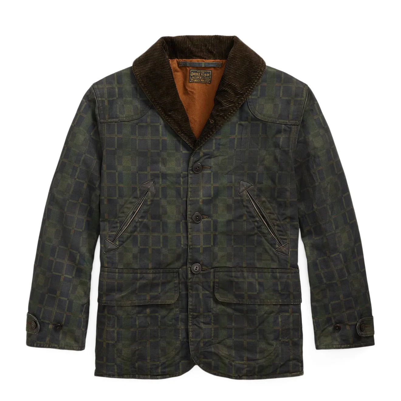 RRL By Ralph Lauren Check Print Oilcloth Jacket Navy Multi Plaid