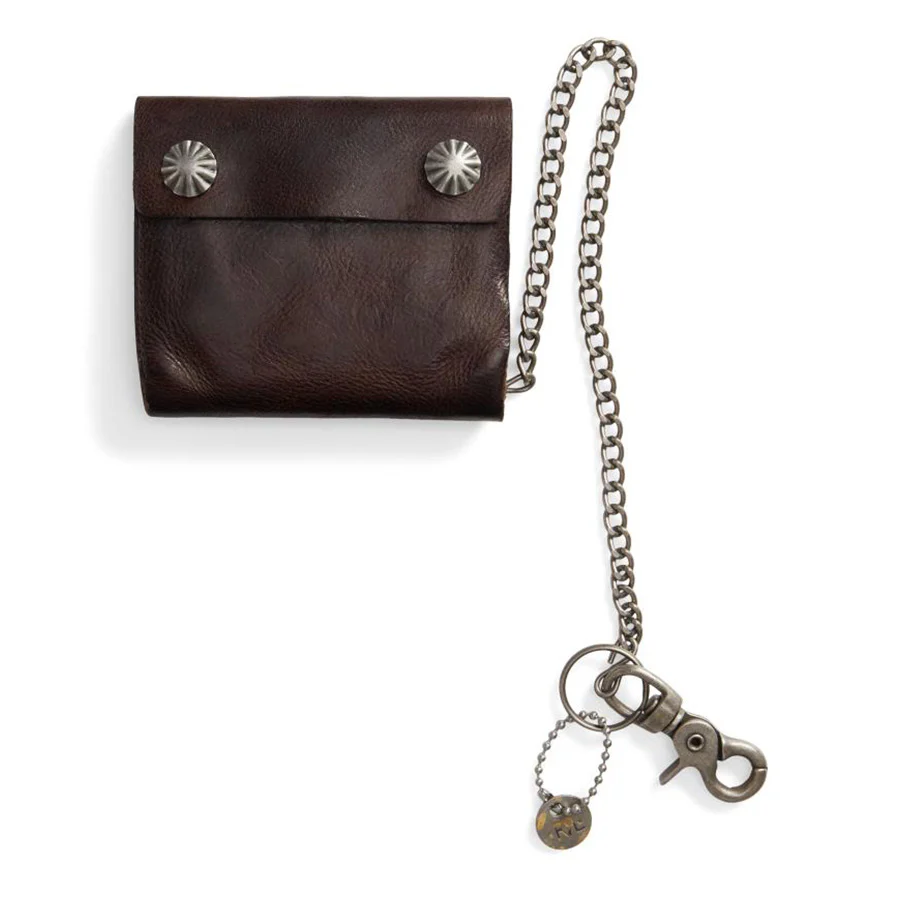 RRL by Ralph Lauren Concha Leather Chain Wallet Dark Brown