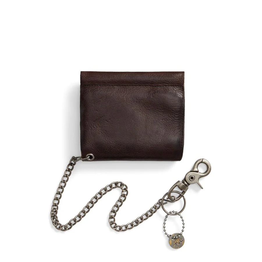RRL by Ralph Lauren Concha Leather Chain Wallet Dark Brown - Image 2
