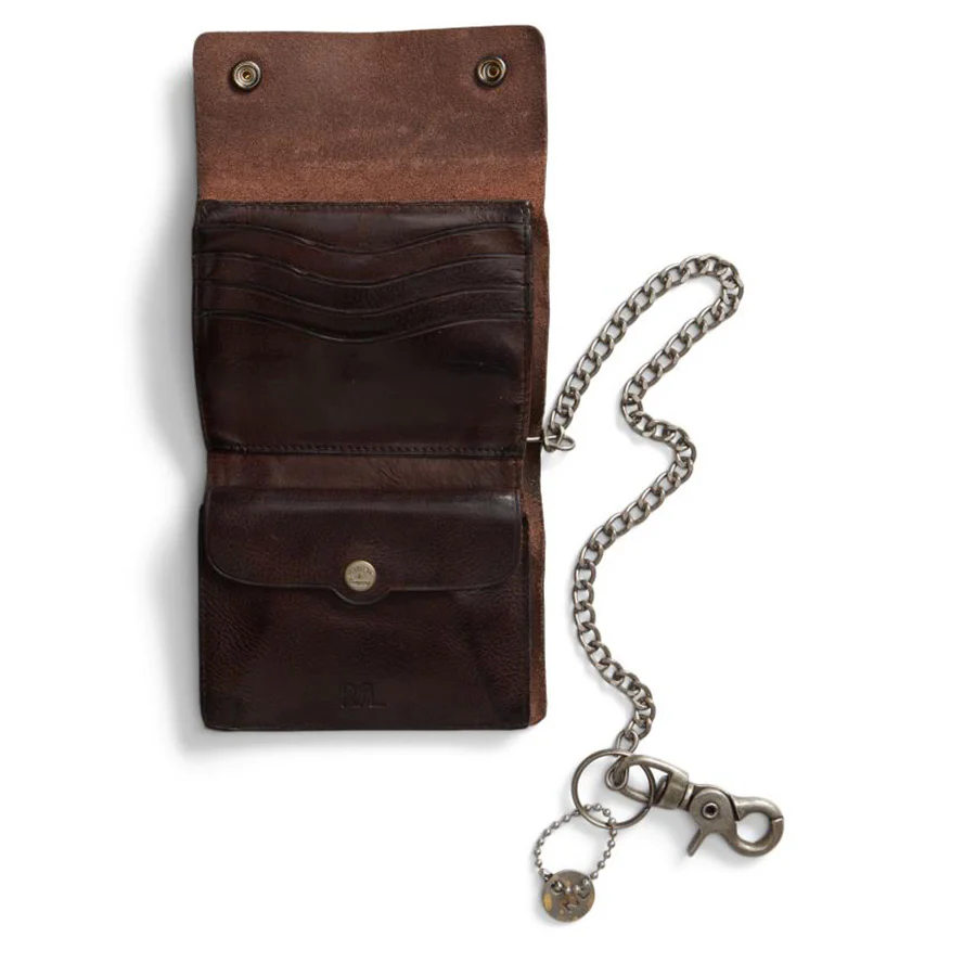 RRL by Ralph Lauren Concha Leather Chain Wallet Dark Brown - Image 3