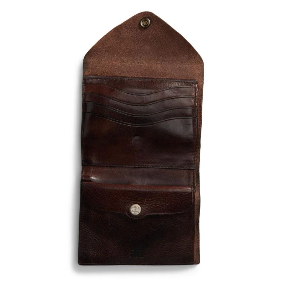 RRL by Ralph Lauren Concho Leather Envelope Wallet Dark Brown - Image 3