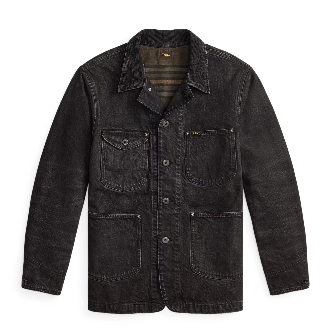 RRL By Ralph Lauren Corduroy-Collar Denim Jacket Black