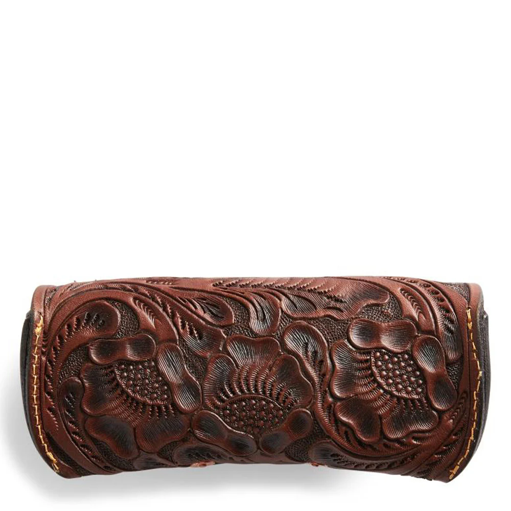 RRL by Ralph Lauren Embossed Leather Sunglasses Case Brown - Image 2