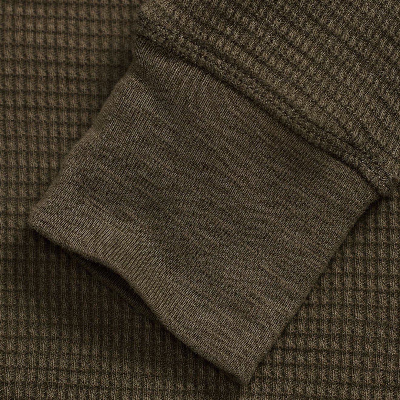 RRL By Ralph Lauren Garment-Dyed Waffle-Knit Crewneck Olive Brown - Image 2