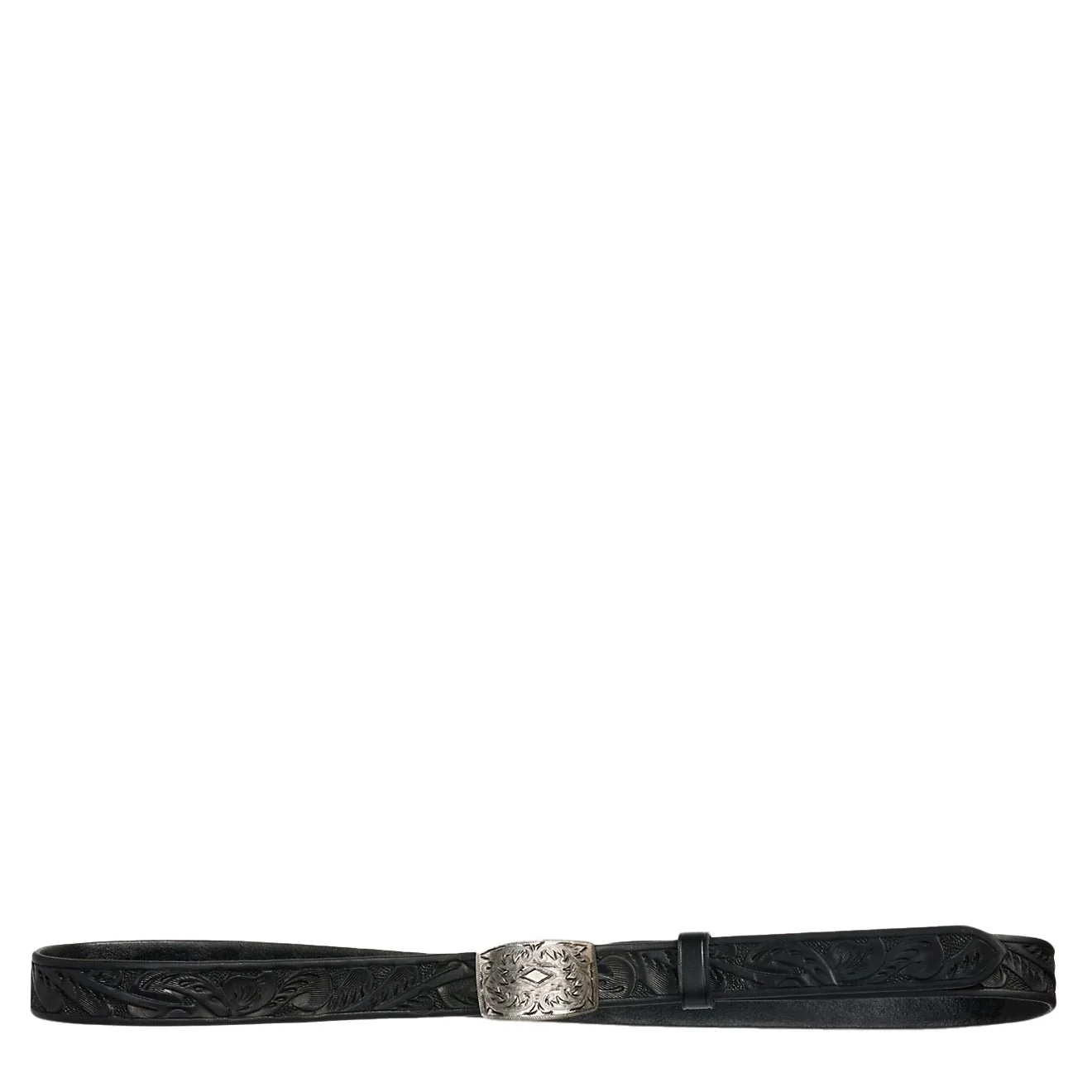 RRL by Ralph Lauren Hand-Tooled Leather Belt Black - Image 4