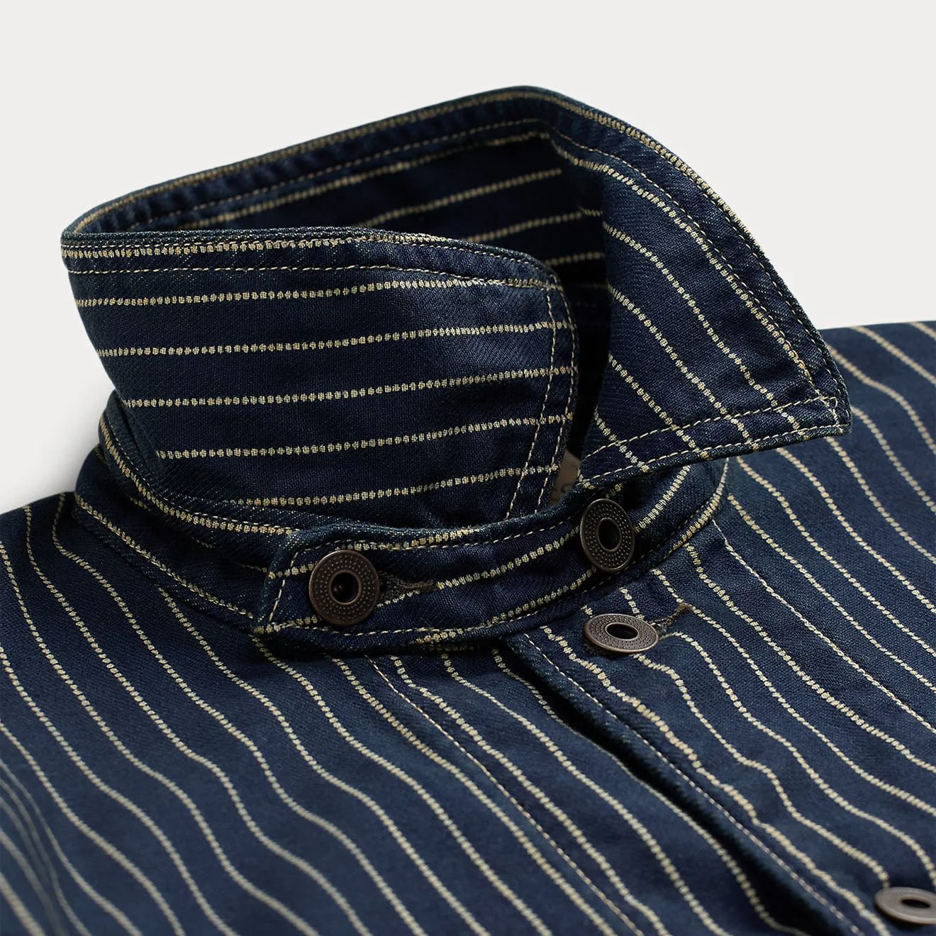 RRL By Ralph Lauren Indigo Dot-Stripe Twill Engineer Coat Indigo Rinse - Image 3