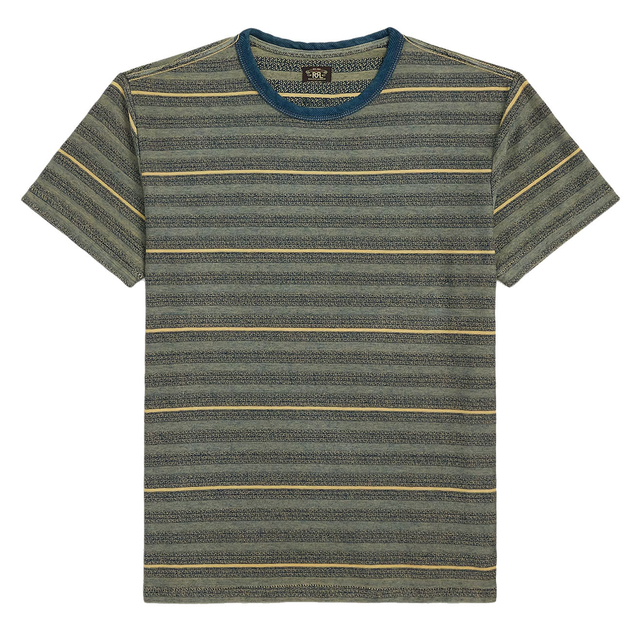 RRL By Ralph Lauren Indigo Striped Jacquard T-Shirt Cream/Multi