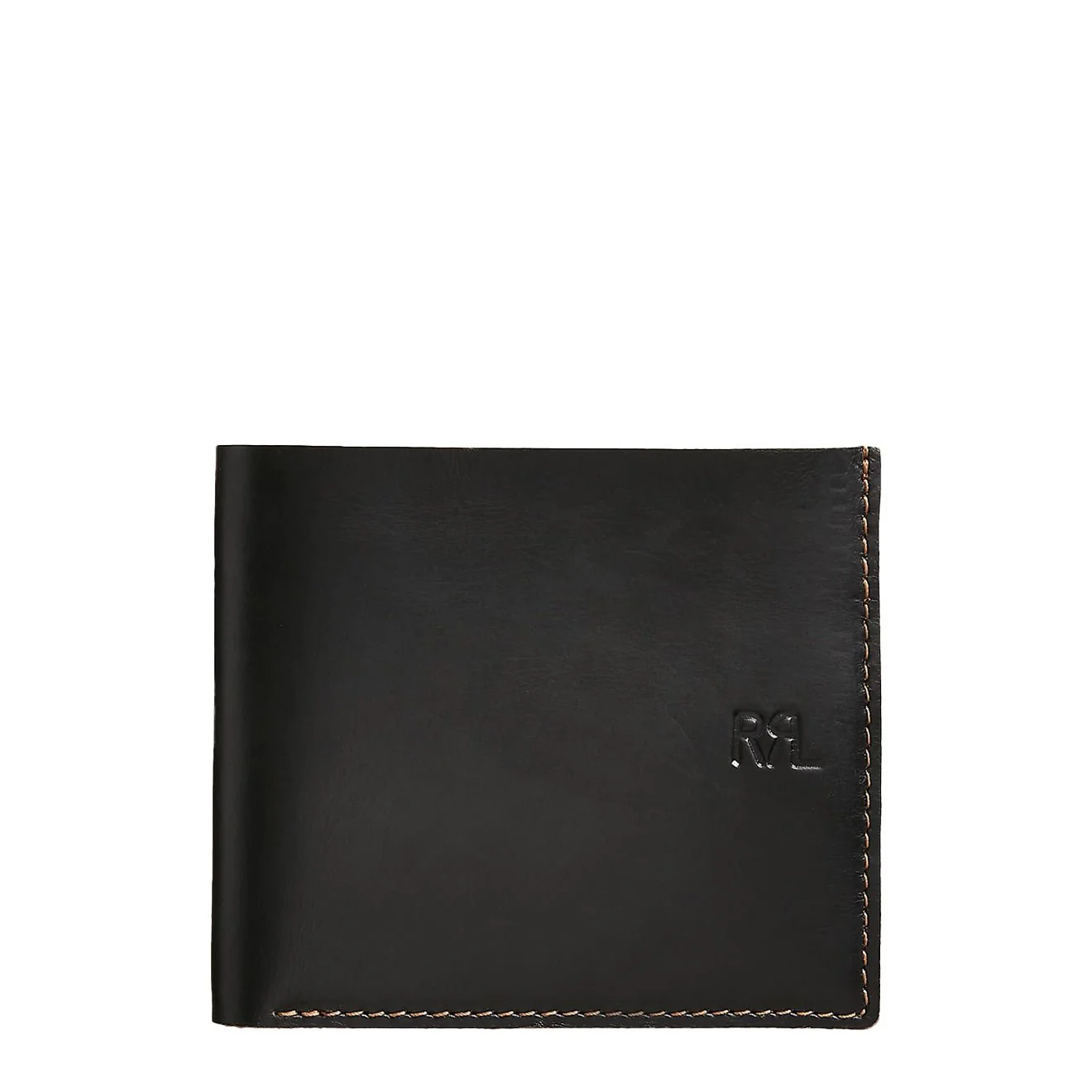 RRL by Ralph Lauren Leather Billfold Wallet Black over Brown
