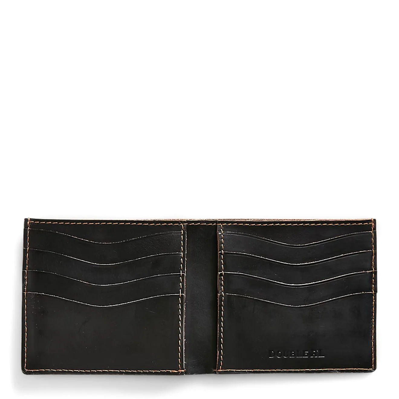 RRL by Ralph Lauren Leather Billfold Wallet Black over Brown - Image 3