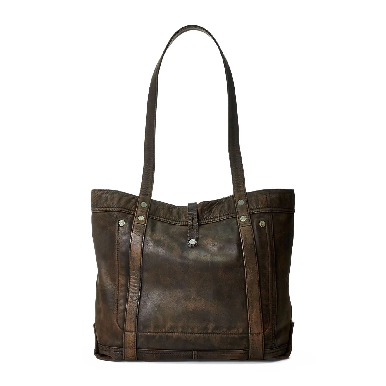 RRL By Ralph Lauren Leather Tote Black Over Brown - Image 2