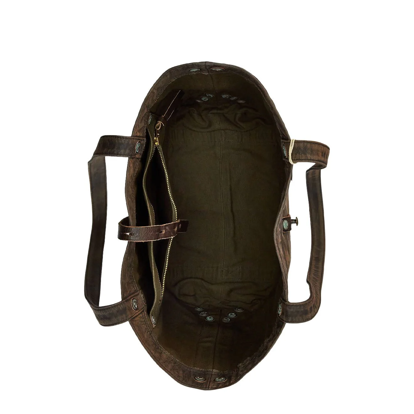 RRL By Ralph Lauren Leather Tote Black Over Brown - Image 3