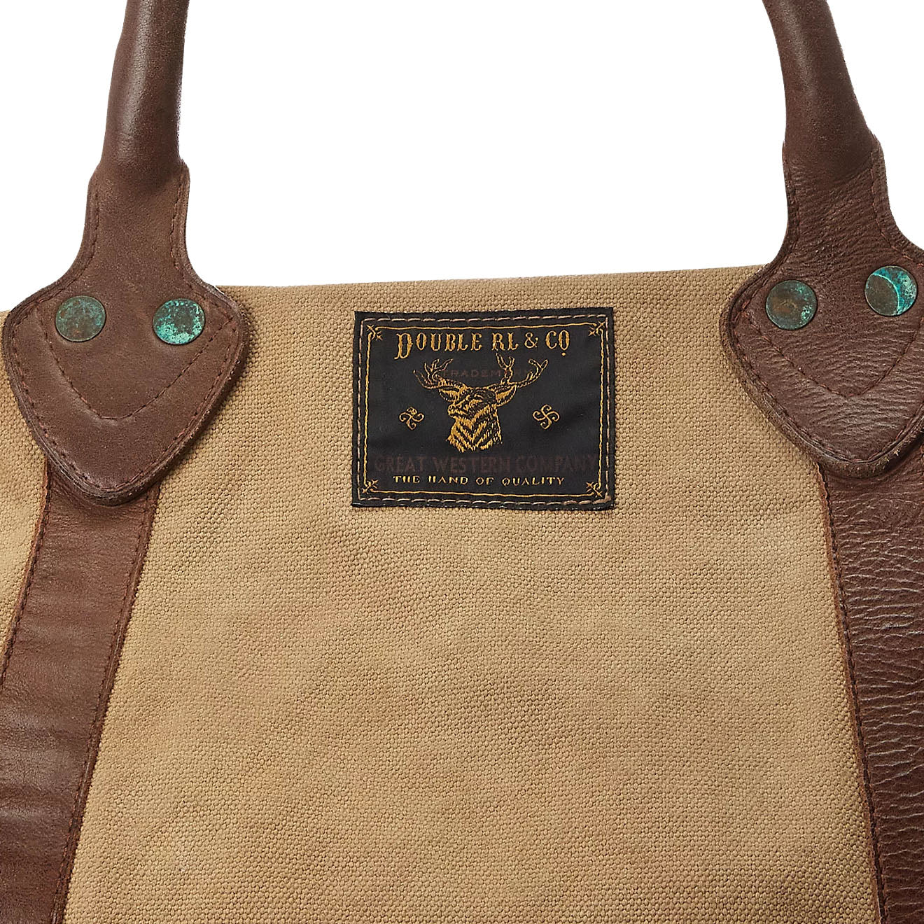 RRL by Ralph Lauren Leather-Trim Canvas Duffel Khaki/Brown - Image 2