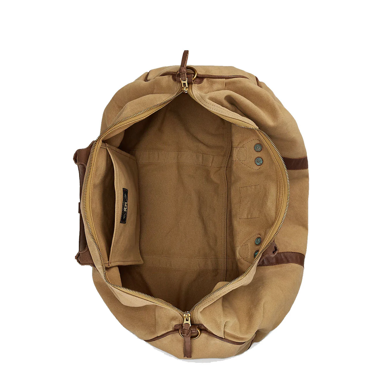 RRL by Ralph Lauren Leather-Trim Canvas Duffel Khaki/Brown - Image 3