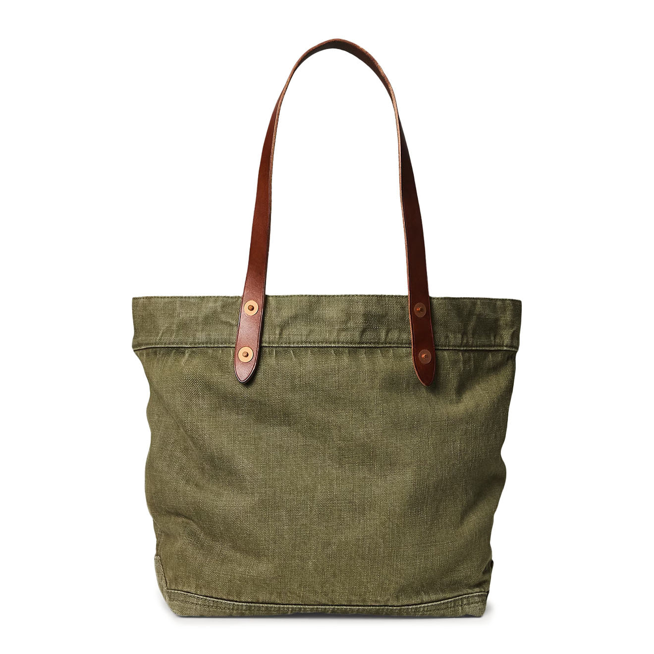 RRL By Ralph Lauren Leather-Trim Twill Tote Olive - Image 2