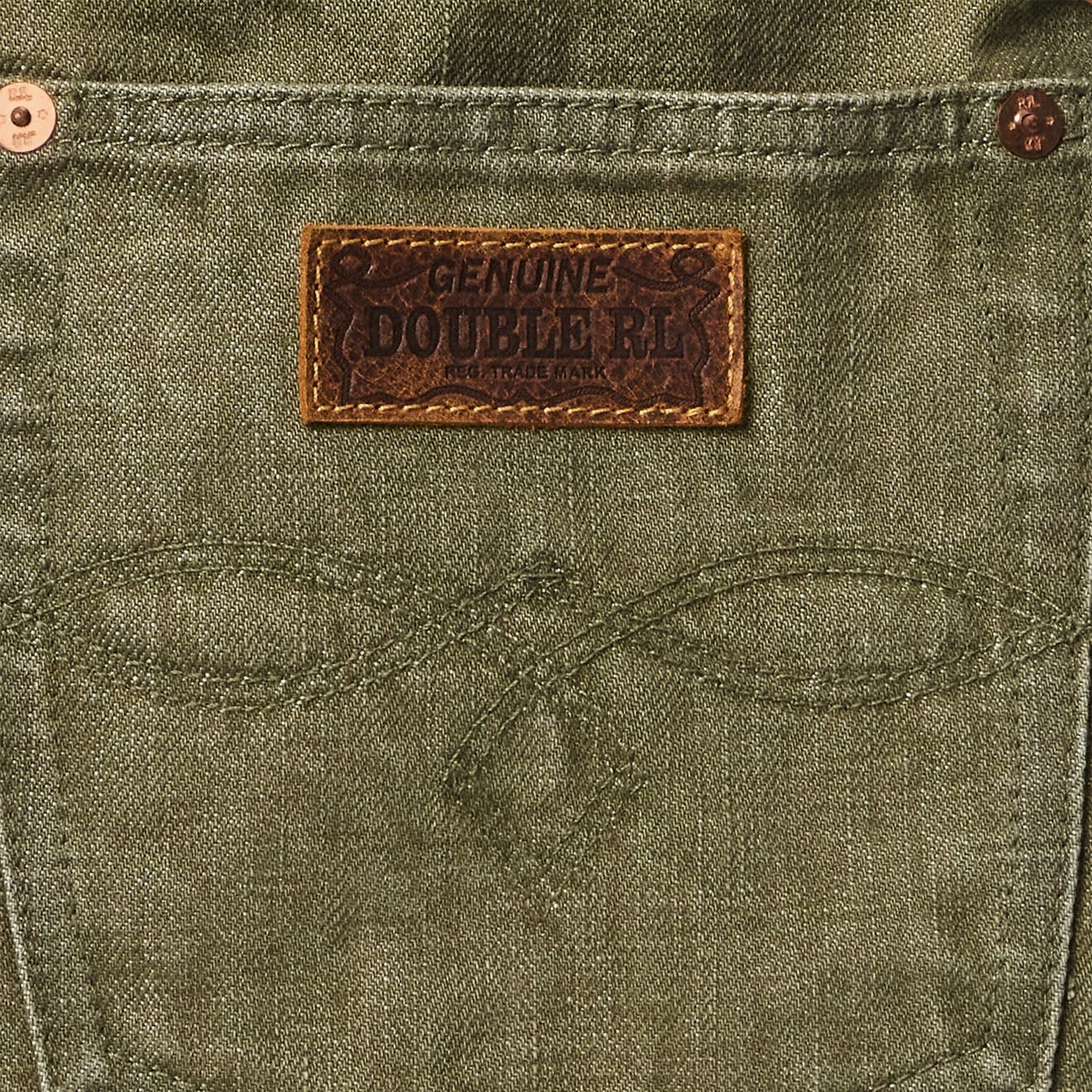 RRL By Ralph Lauren Leather-Trim Twill Tote Olive - Image 4