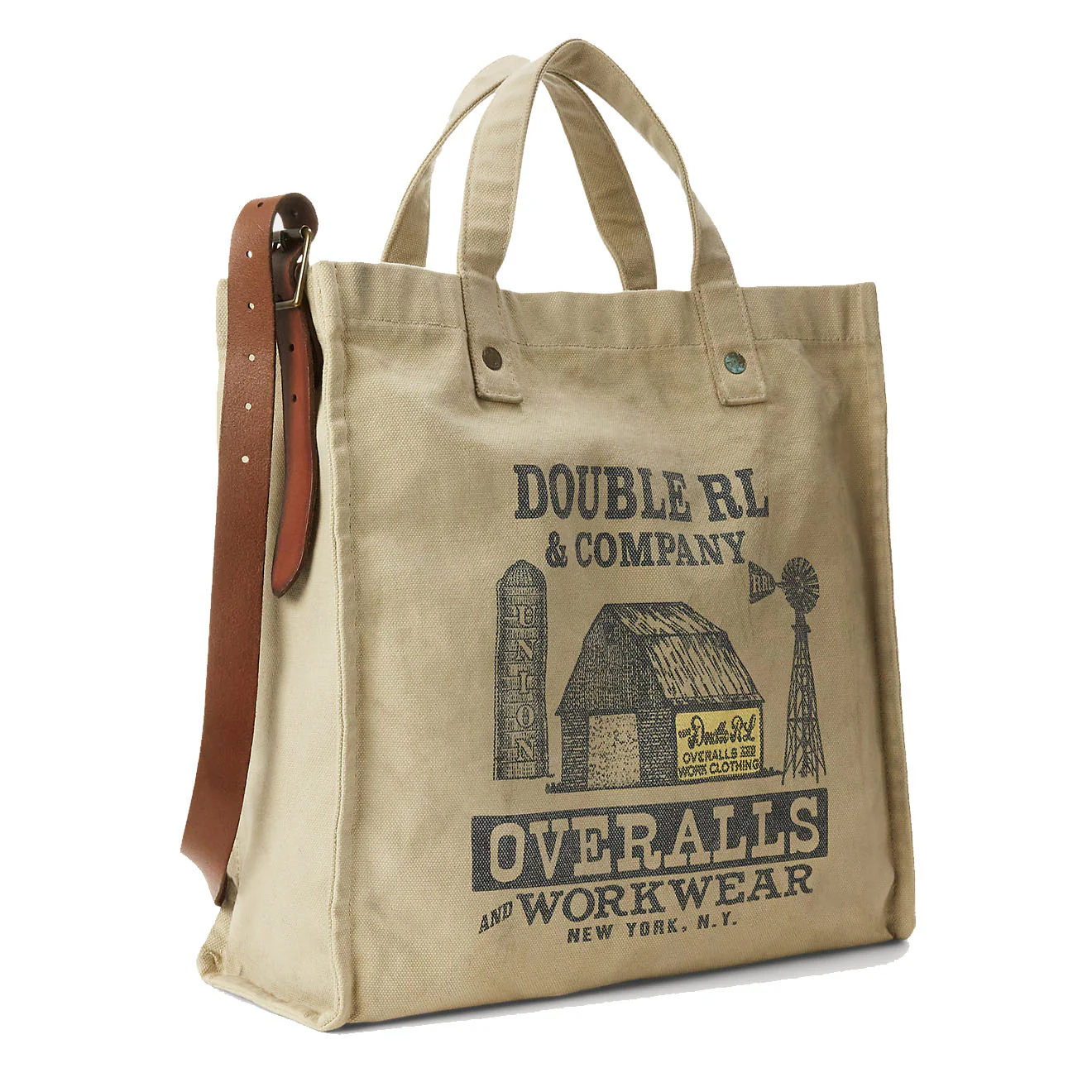 RRL by Ralph Lauren Logo Canvas Carpenter Tote Greige - Image 5