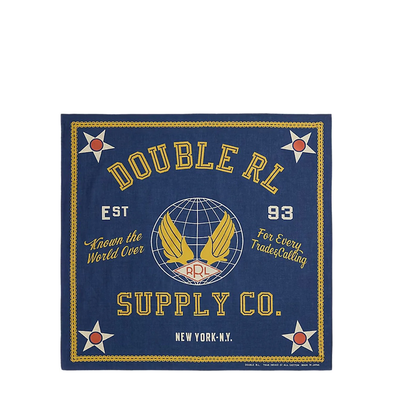 RRL By Ralph Lauren Logo Cotton Bandanna Indigo / Golden Yellow / Cream / Red