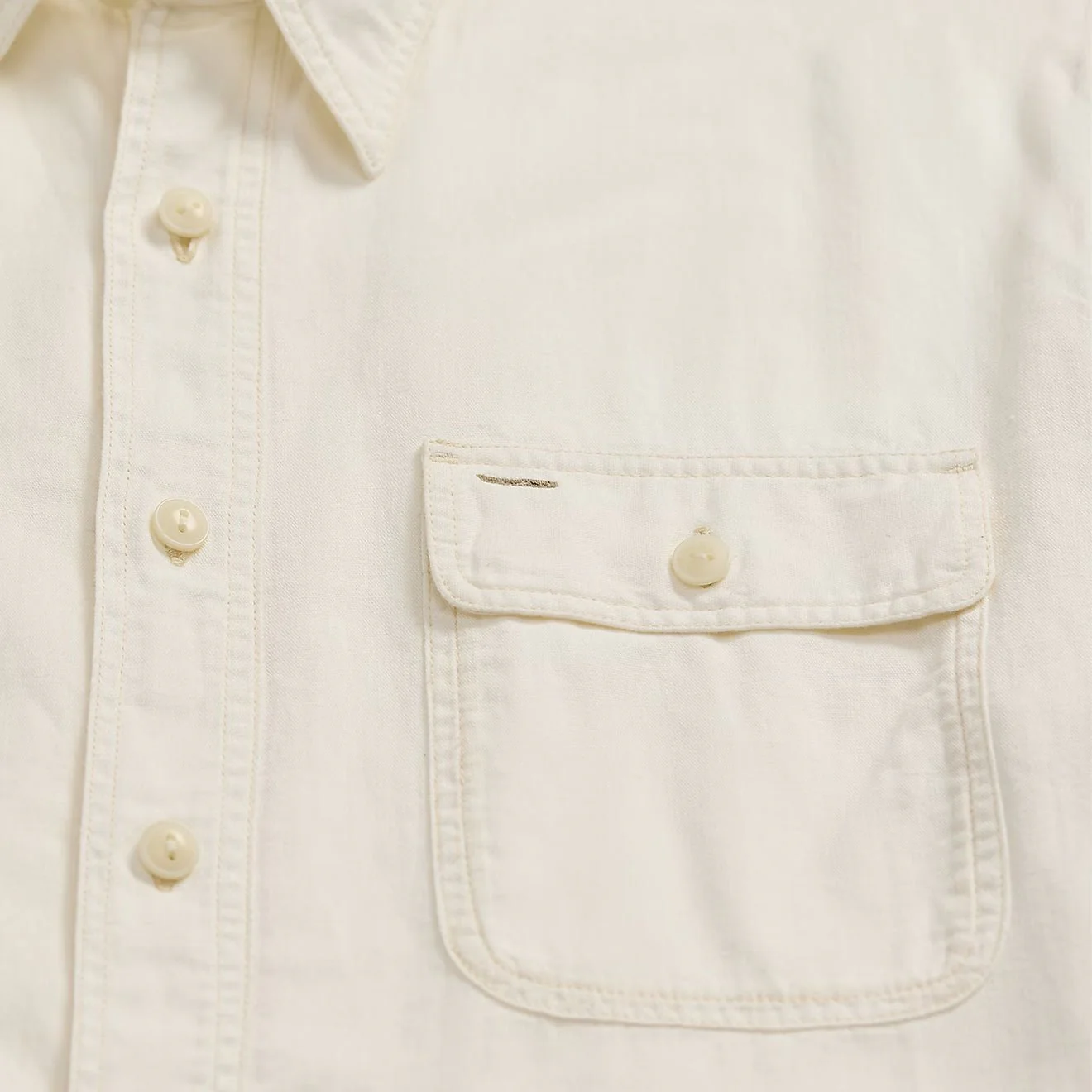 RRL By Ralph Lauren Matlock S/S Short Sleeve Sport Shirt Natural / Off-White - Image 3