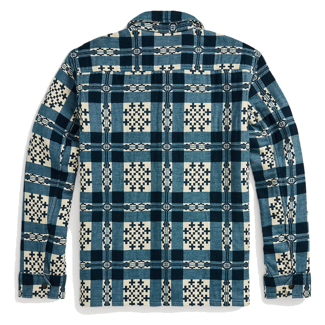 RRL by Ralph Lauren Patterned Jacquard Overshirt Cream/Navy - Image 2