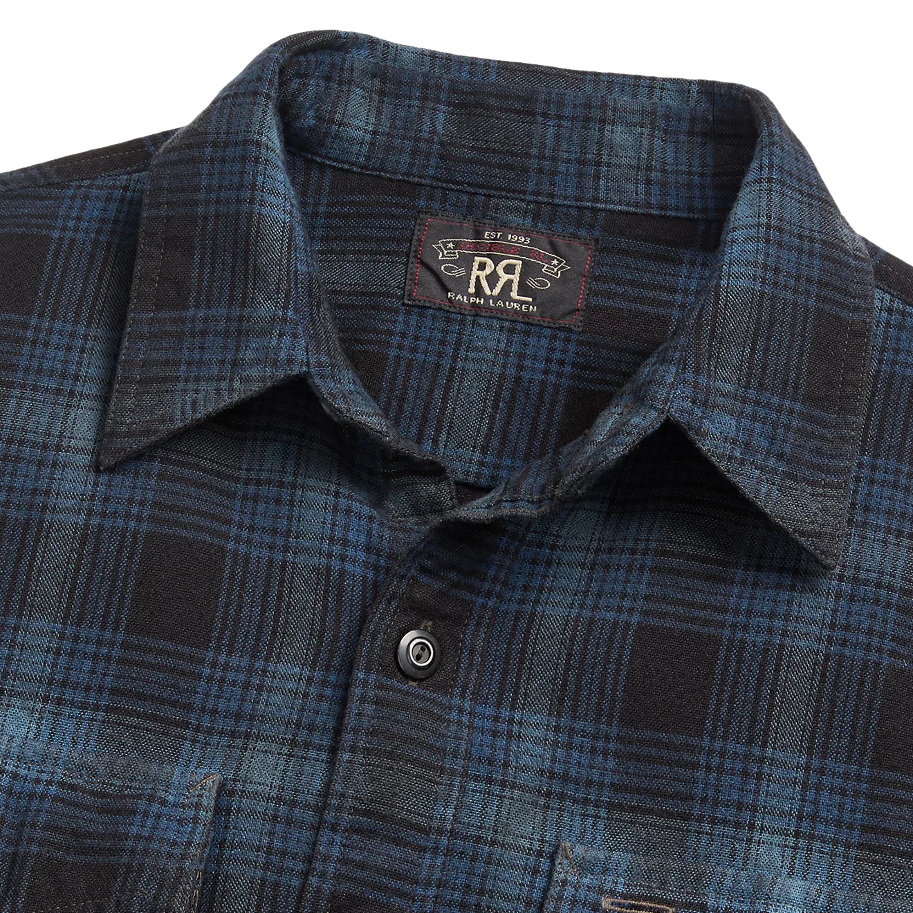 RRL by Ralph Lauren Plaid Canvas Workshirt Blue / Black - Image 4