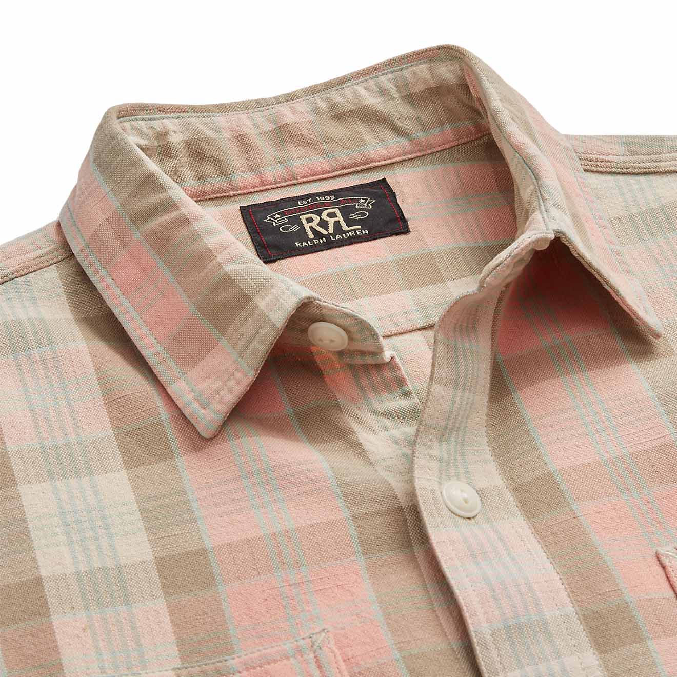 RRL by Ralph Lauren Plaid Woven Workshirt Pink Multi - Image 3
