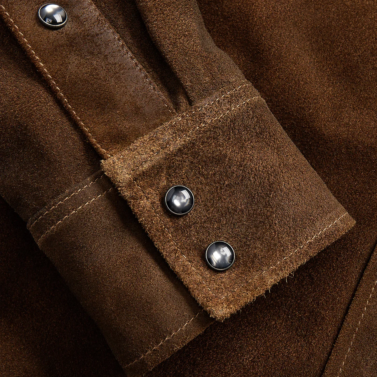 RRL by Ralph Lauren Roughout Suede Western Overshirt Brown - Image 4