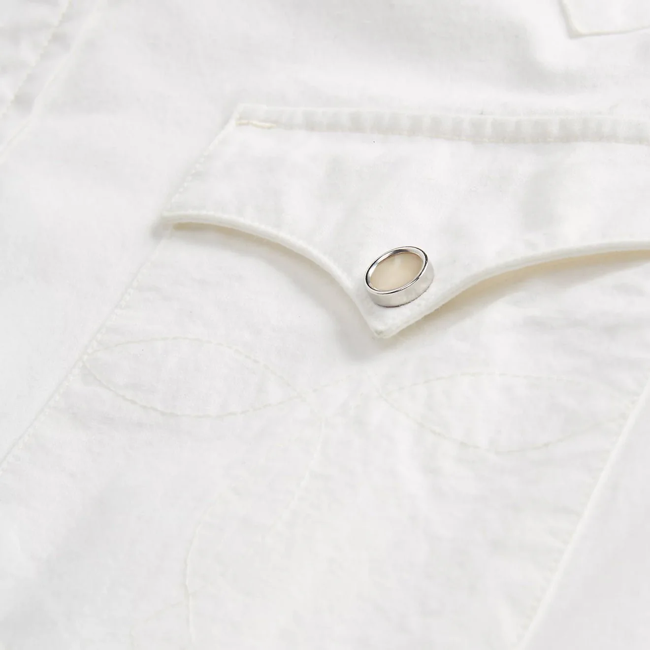 RRL by Ralph Lauren Slim Fit Poplin Western Shirt White - Image 3