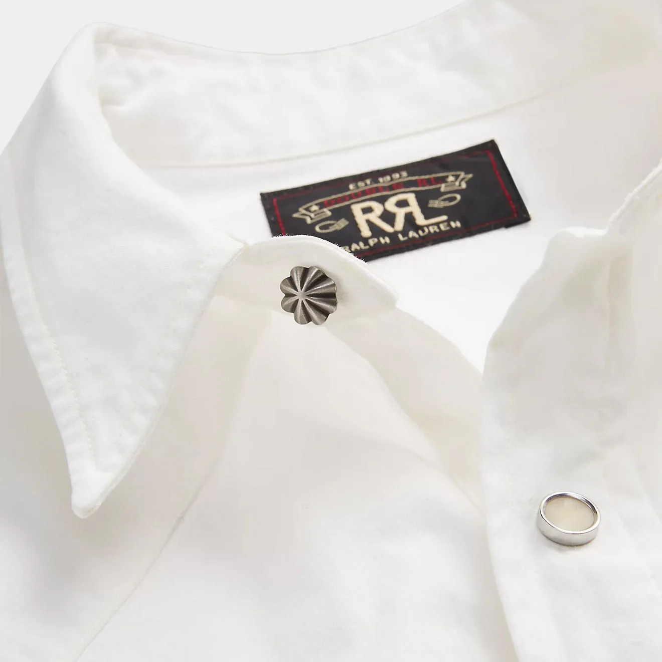 RRL by Ralph Lauren Slim Fit Poplin Western Shirt White - Image 5
