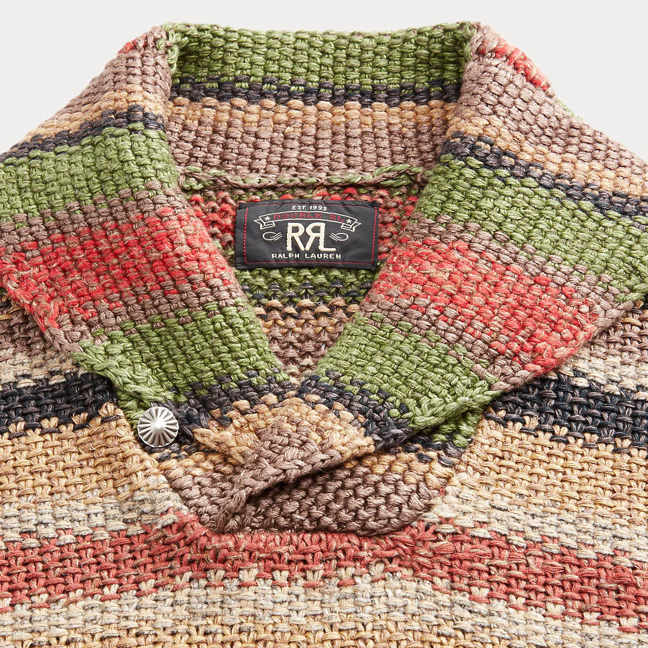 RRL by Ralph Lauren Striped Linen-Blend Jumper Brown Multi Stripe - Image 5