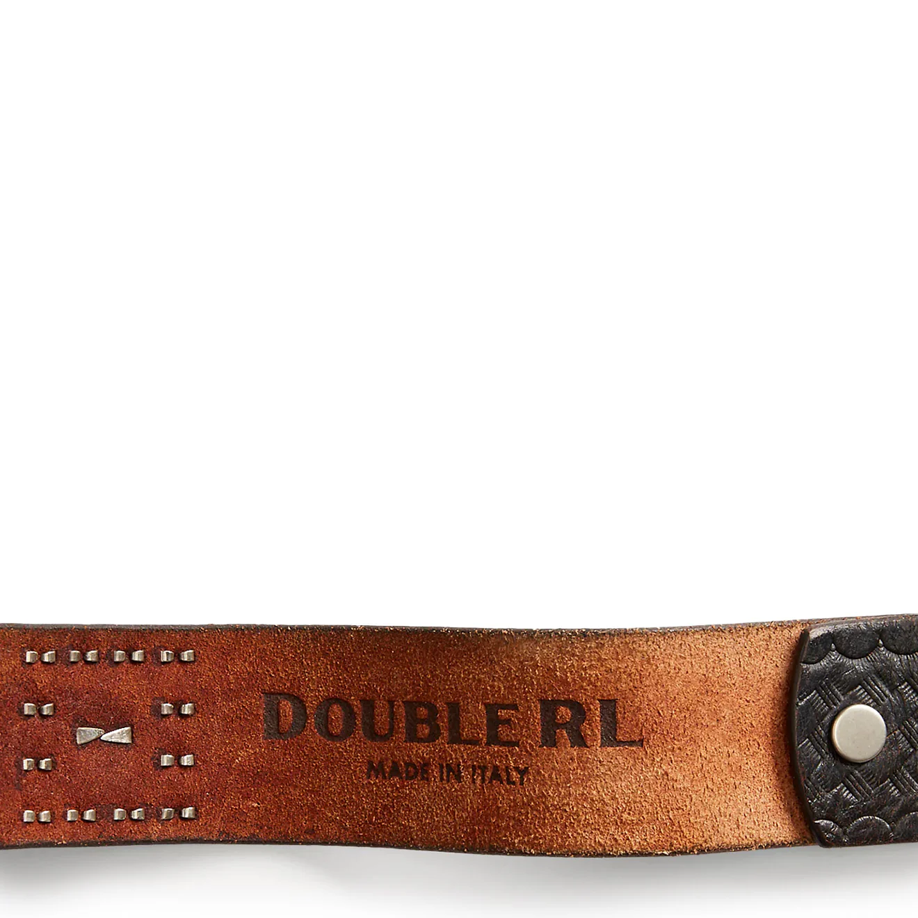 RRL by Ralph Lauren Studded Leather Belt Black Over Brown - Image 5