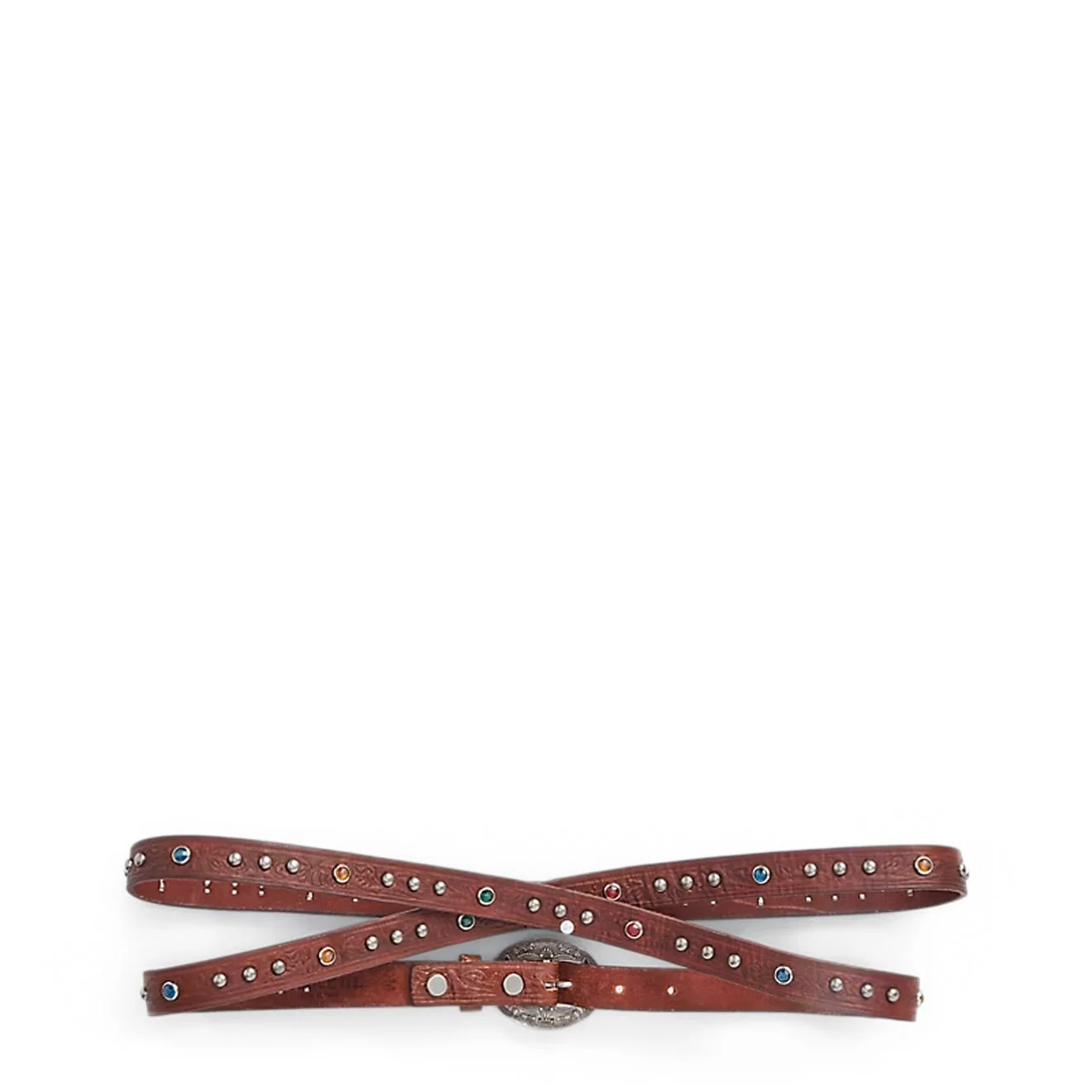 RRL By Ralph Lauren Tooled Leather Double-Wrap Belt Brown - Image 2