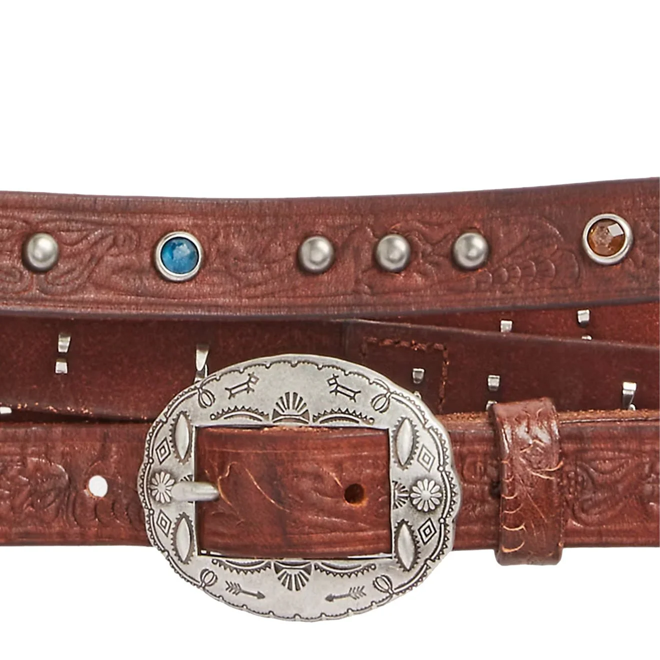 RRL By Ralph Lauren Tooled Leather Double-Wrap Belt Brown - Image 3