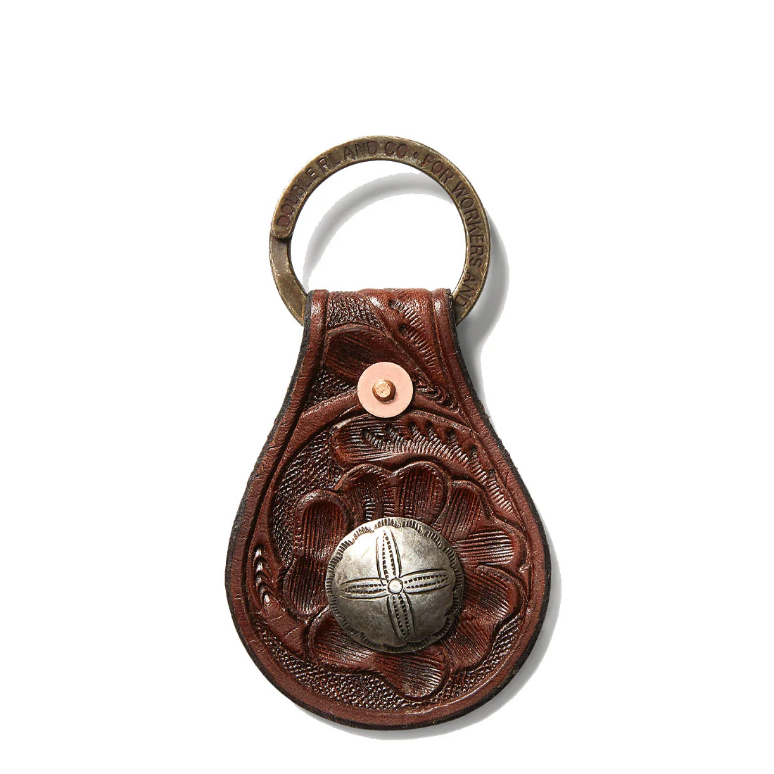 RRL by Ralph Lauren Tooled Leather Key Fob Brown