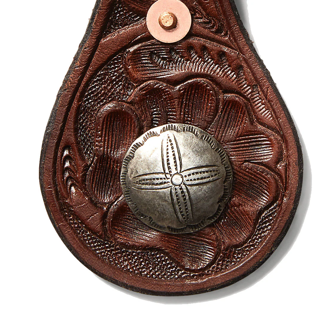 RRL by Ralph Lauren Tooled Leather Key Fob Brown - Image 3