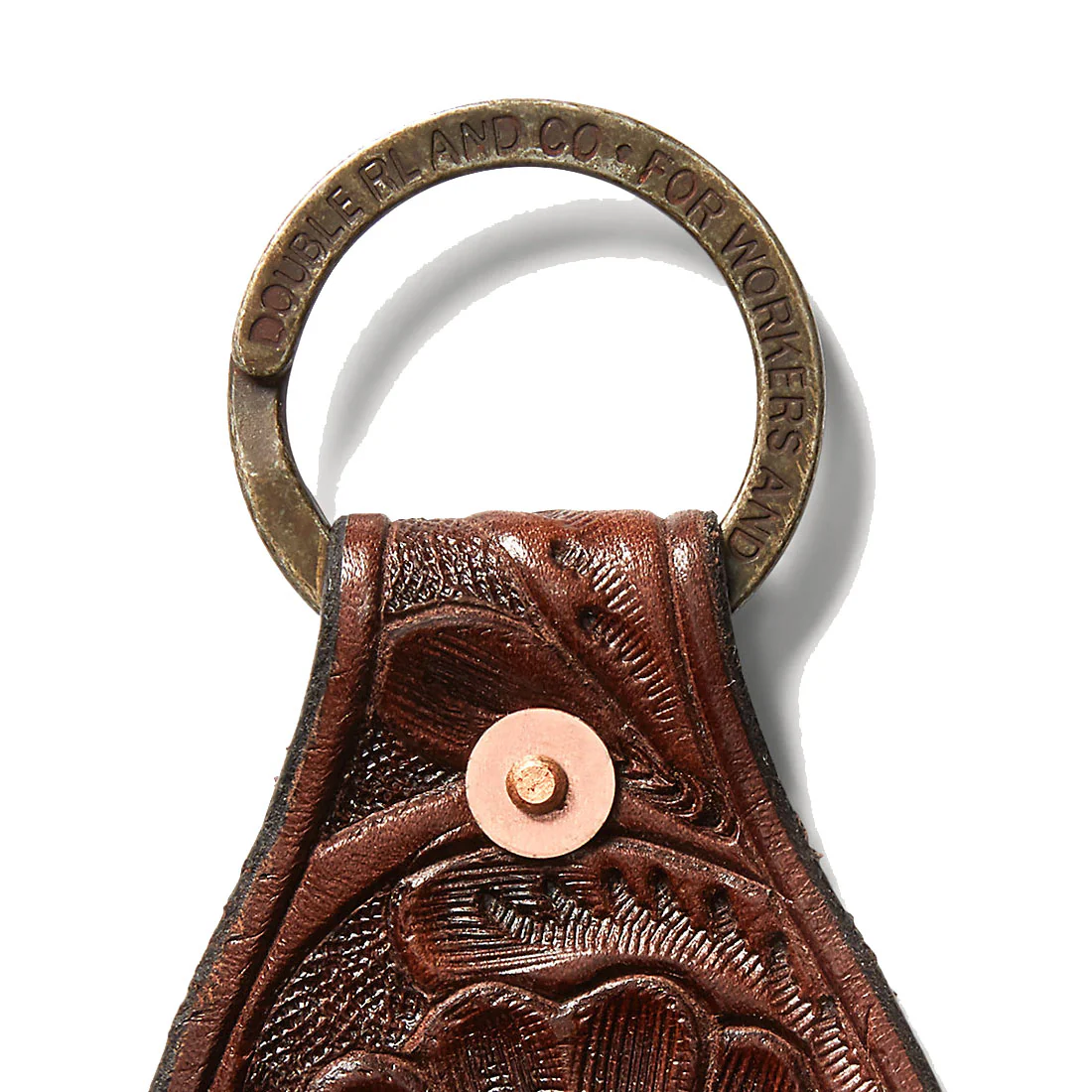 RRL by Ralph Lauren Tooled Leather Key Fob Brown - Image 4